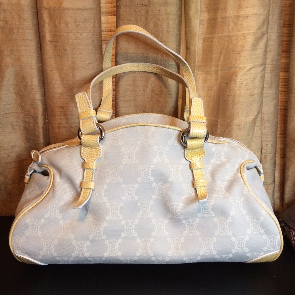 SOLD!!!! Celine Pale Blue Canvas w/Light Yellow Trim/Handle - Picture 2 of 15
